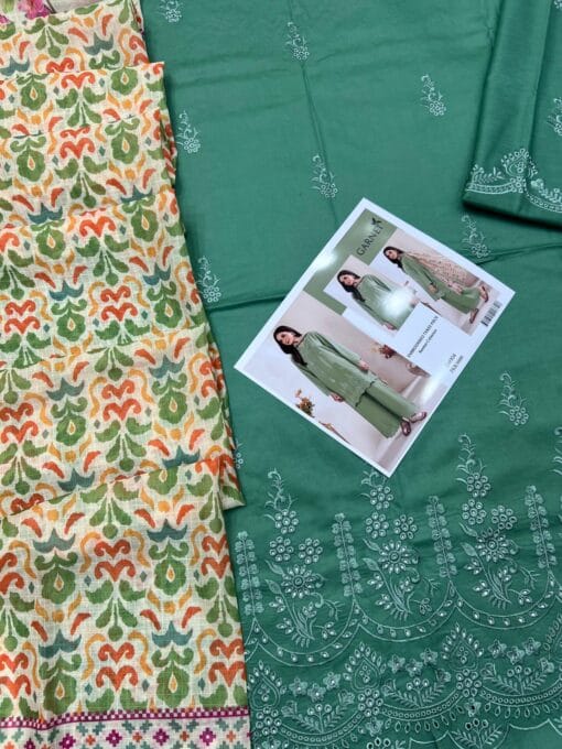 Garnet embroidered chicken kari summer lawn suit 2025