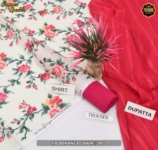 Bonanza Digital Printed Lawn | 3Pcs Premium Printed Summer Collection 2025 BZ-0424