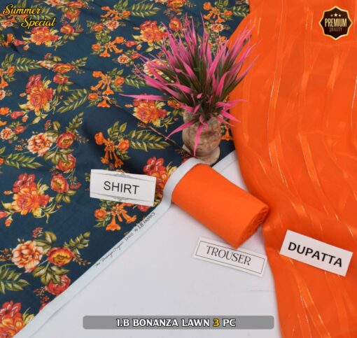 Bonanza Digital Printed Lawn | 3Pcs Premium Printed Summer Collection 2025 BZ-0428