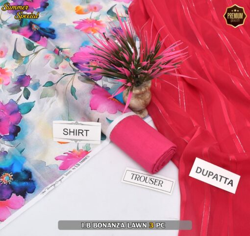 Bonanza Digital Printed Lawn | 3Pcs Premium Printed Summer Collection 2025 BZ-0429
