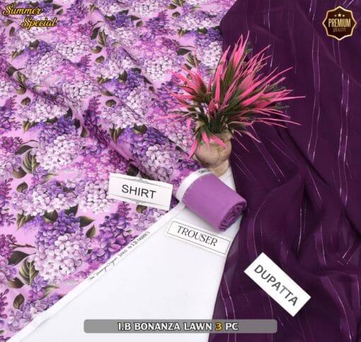 Bonanza Digital Printed Lawn | 3Pcs Premium Printed Summer Collection 2025 BZ-0433