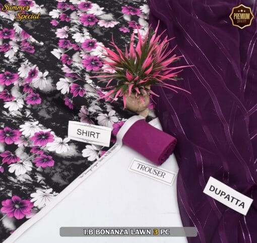 Bonanza Digital Printed Lawn | 3Pcs Premium Printed Summer Collection 2025 BZ-0438