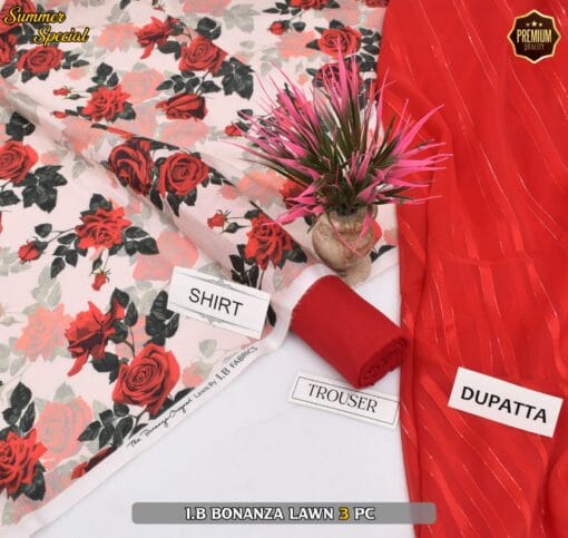 Bonanza Digital Printed Lawn | 3Pcs Premium Printed Summer Collection 2025 BZ-0412