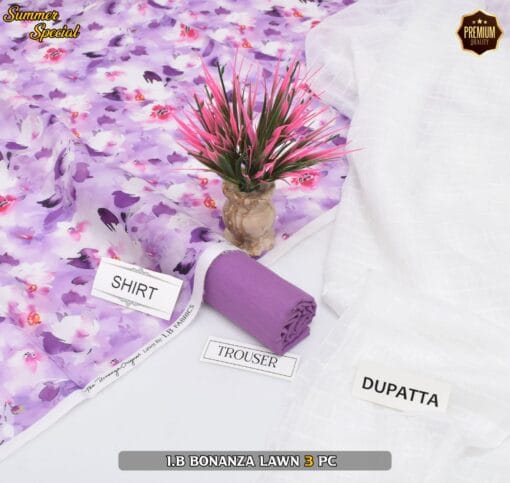 Bonanza Digital Printed Lawn | 3Pcs Premium Printed Summer Collection 2025 BZ-0444