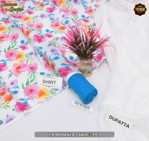 Bonanza Digital Printed Lawn | 3Pcs Premium Printed Summer Collection 2025 BZ-0445