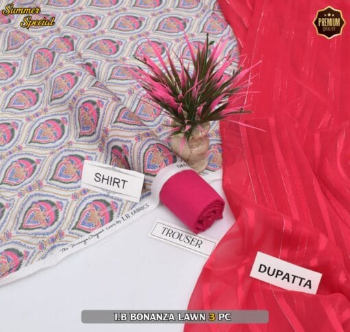 Bonanza Digital Printed Lawn | 3Pcs Premium Printed Summer Collection 2025 BZ-0447