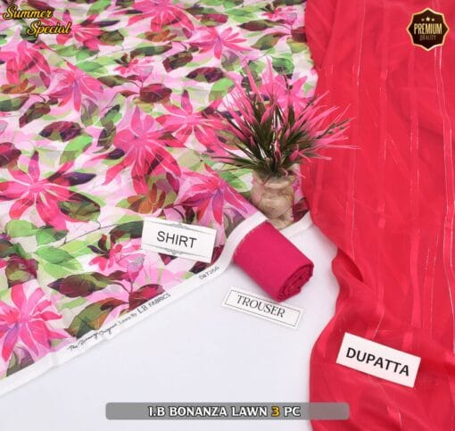 Bonanza Digital Printed Lawn | 3Pcs Premium Printed Summer Collection 2025 BZ-0448
