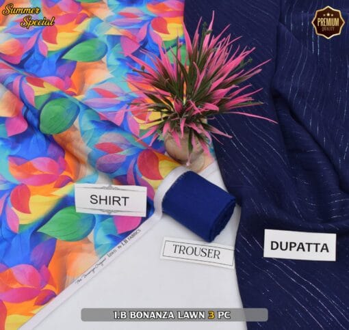 Bonanza Digital Printed Lawn | 3Pcs Premium Printed Summer Collection 2025 BZ-0413
