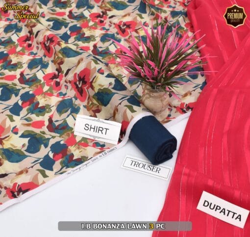 Bonanza Digital Printed Lawn | 3Pcs Premium Printed Summer Collection 2025 BZ-0449