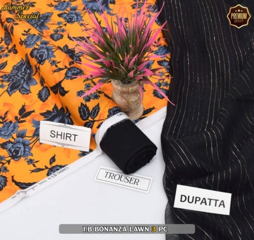 Bonanza Digital Printed Lawn | 3Pcs Premium Printed Summer Collection 2025 BZ-0454