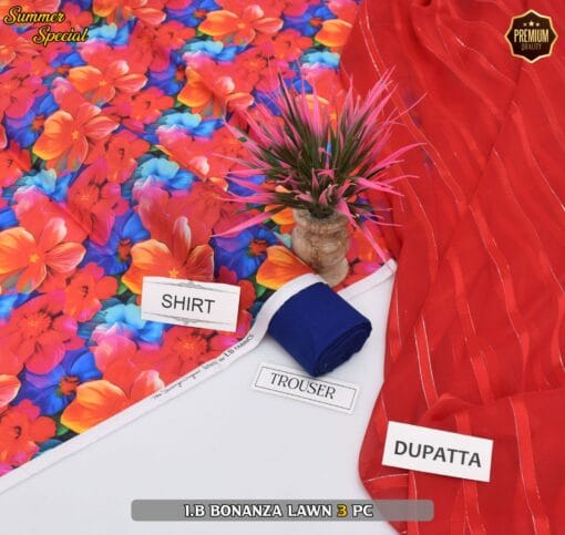 Bonanza Digital Printed Lawn | 3Pcs Premium Printed Summer Collection 2025 BZ-0457