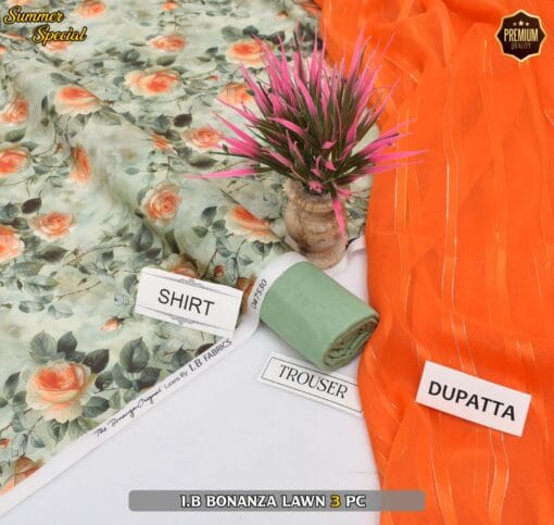 Bonanza Digital Printed Lawn | 3Pcs Premium Printed Summer Collection 2025 BZ-0414