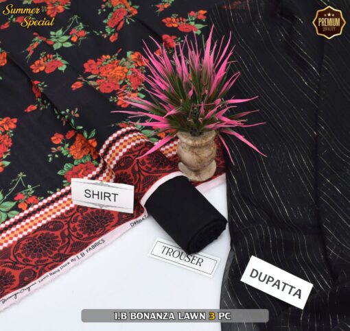 Bonanza Digital Printed Lawn | 3Pcs Premium Printed Summer Collection 2025 BZ-0464