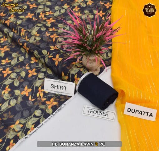 Bonanza Digital Printed Lawn | 3Pcs Premium Printed Summer Collection 2025 BZ-0415