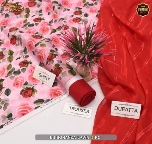 Bonanza Digital Printed Lawn | 3Pcs Premium Printed Summer Collection 2025 BZ-0476