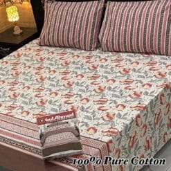 Pure Cotton King Size Bedsheet for Summer 2025 ? Elegant Comfort for Pakistani Homes LKBPC-055