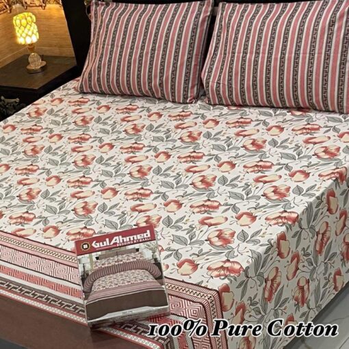 Pure Cotton King Size Bedsheet for Summer 2025 ? Elegant Comfort for Pakistani Homes LKBPC-055