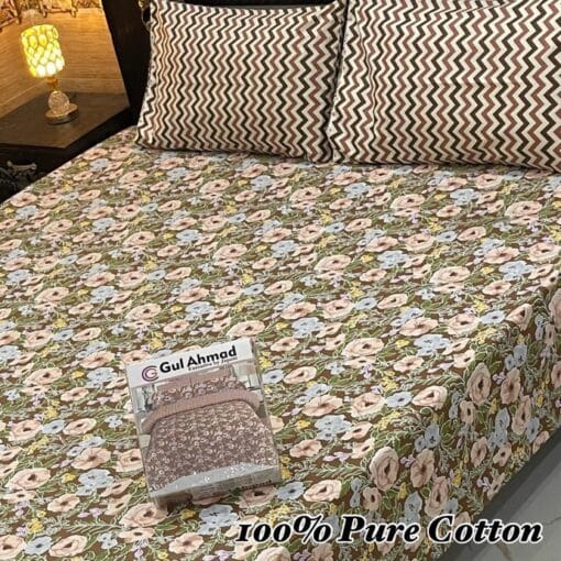 Pure Cotton King Size Bedsheet for Summer 2025 ? Elegant Comfort for Pakistani Homes LKBPC-054