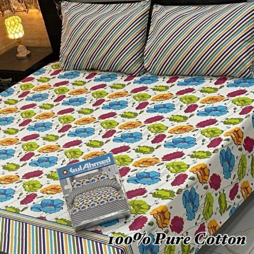 Pure Cotton King Size Bedsheet for Summer 2025 ? Elegant Comfort for Pakistani Homes LKBPC-053