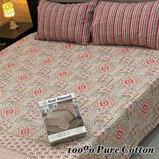 Pure Cotton King Size Bedsheet for Summer 2025 ? Elegant Comfort for Pakistani Homes LKBPC-047