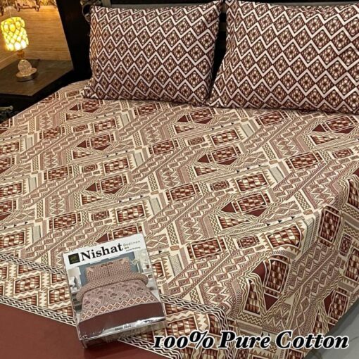 Pure Cotton King Size Bedsheet for Summer 2025 ? Elegant Comfort for Pakistani Homes LKBPC-039