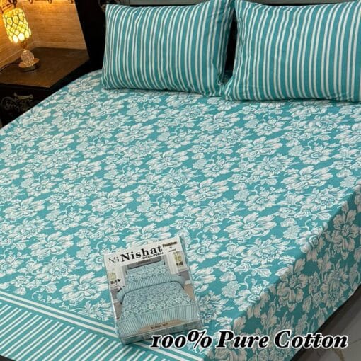 Pure Cotton King Size Bedsheet for Summer 2025 ? Elegant Comfort for Pakistani Homes LKBPC-024