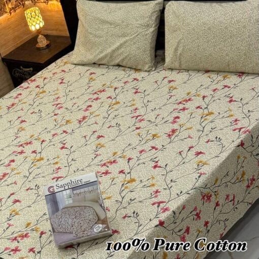Pure Cotton King Size Bedsheet for Summer 2025 ? Elegant Comfort for Pakistani Homes LKBPC-015
