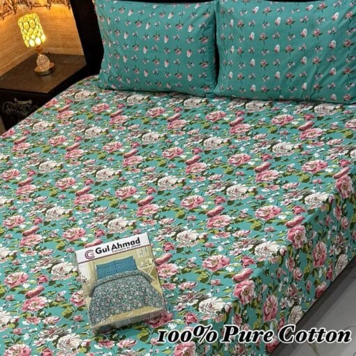 Pure Cotton King Size Bedsheet for Summer 2025 ? Elegant Comfort for Pakistani Homes LKBPC-005