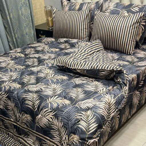 Vicky Razai Complete 6 PCS Bedding Set King Size ? Vicky Razai & Cotton Bedsheet - RZK-017