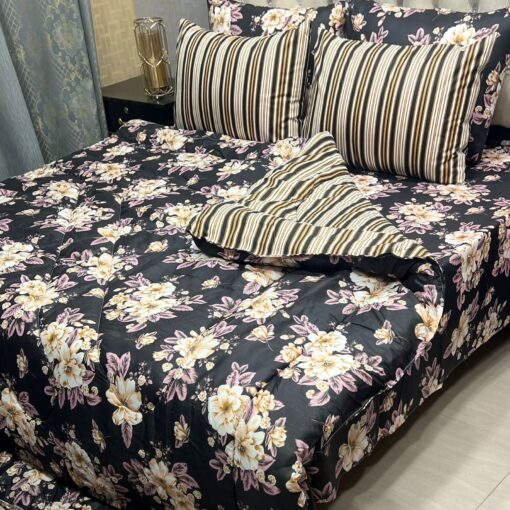 Vicky Razai Complete 6 PCS Bedding Set King Size ? Vicky Razai & Cotton Bedsheet - RZK-016