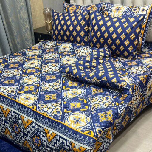 Vicky Razai Complete 6 PCS Bedding Set King Size ? Vicky Razai & Cotton Bedsheet - RZK-015