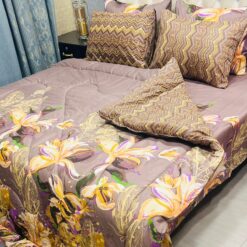 Vicky Razai Complete 6 PCS Bedding Set King Size ? Vicky Razai & Cotton Bedsheet - RZK-013