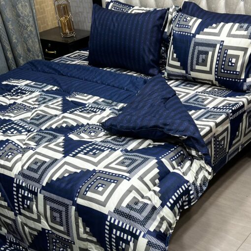 Vicky Razai Complete 6 PCS Bedding Set King Size ? Vicky Razai & Cotton Bedsheet - RZK-009