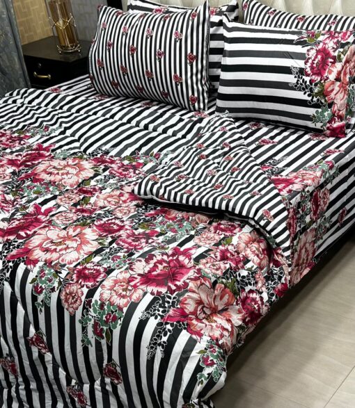 Vicky Razai Complete 6 PCS Bedding Set King Size ? Vicky Razai & Cotton Bedsheet - RZK-004