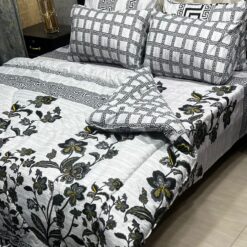 Vicky Razai Complete 6 PCS Bedding Set King Size ? Vicky Razai & Cotton Bedsheet - RZK-032