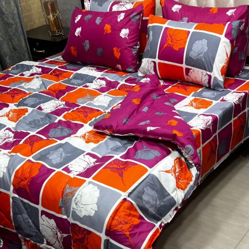 Vicky Razai Complete 6 PCS Bedding Set King Size ? Vicky Razai & Cotton Bedsheet - RZK-031