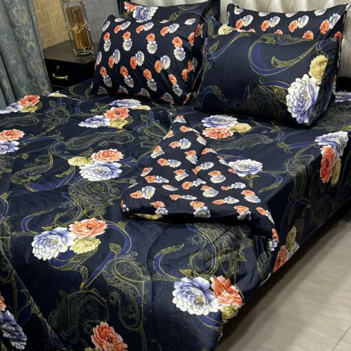 Vicky Razai Complete 6 PCS Bedding Set King Size ? Vicky Razai & Cotton Bedsheet - RZK-030