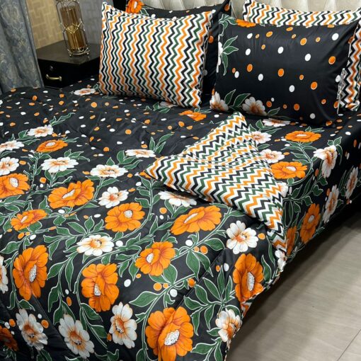 Vicky Razai Complete 6 PCS Bedding Set King Size ? Vicky Razai & Cotton Bedsheet - RZK-027