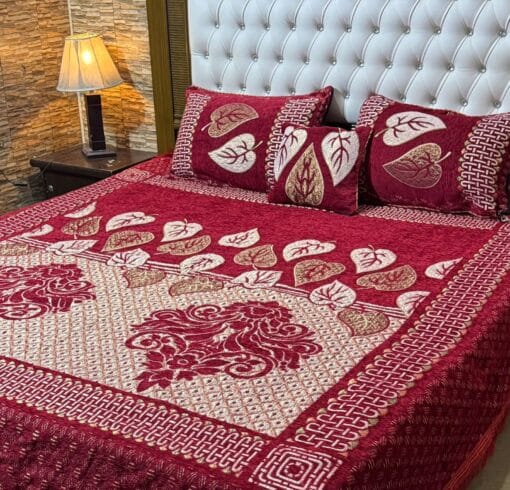 4pc-Velvet-Jacquard-king-size-bedsheet | bedroom support | bedroom design | bedsheet design