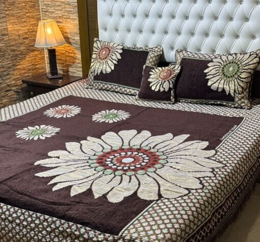 4pc-Velvet-Jacquard-king-size-bedsheet | bedroom support | bedroom design | bedsheet design