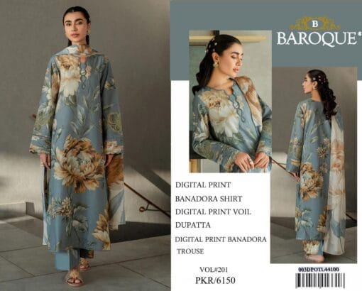 Baroque Lawn BQ-9301 | Unstitched 3Pcs Digital Printed Summer Collection 2025 - Image 4