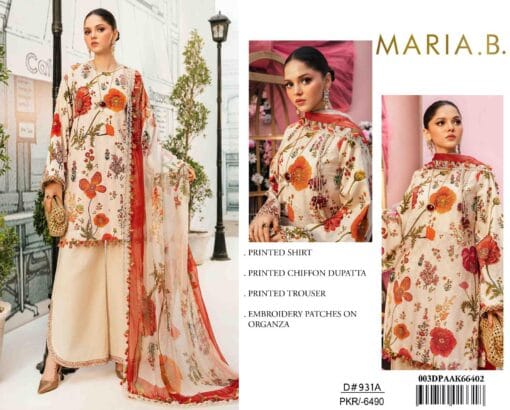 MariaB Lawn MB-108 | 3Pcs Embroidered Summer Lawn Collection 2025 - Image 3
