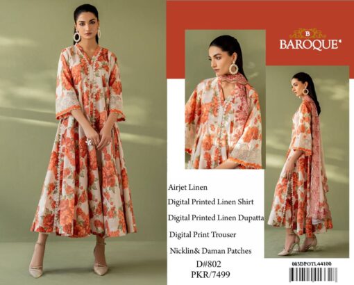 Baroque Digital Printed winter sale 2025 | Baroque unstitched 3 piece premium Digital Printed linen suit 2025 | baroque winter linen sale 2025 | baroque winter 2026