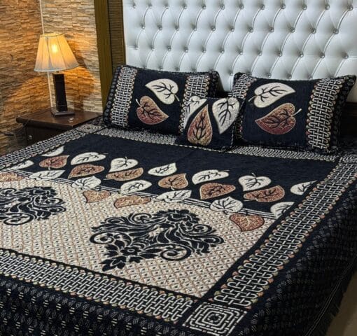 4pc-Velvet-Jacquard-king-size-bedsheet | bedroom support | bedroom design | bedsheet design