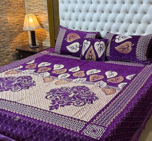 4pc-Velvet-Jacquard-king-size-bedsheet | bedroom support | bedroom design | bedsheet design