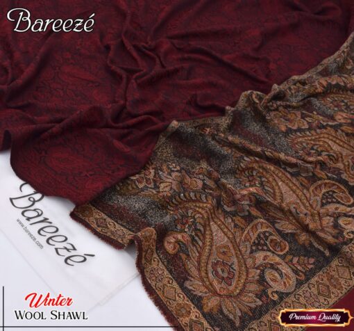 Bareeze Jacquard Wool Shawl for Women | Premium Elegance & Winter Luxury BR-2613
