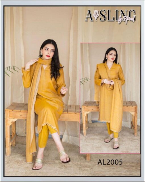 Aisling 3pcs Embroidered dhanak Suit 2025 | Aisling summer sale 2025 | Aisling unstitched 3 piece premium embroidered lawn suit 2025