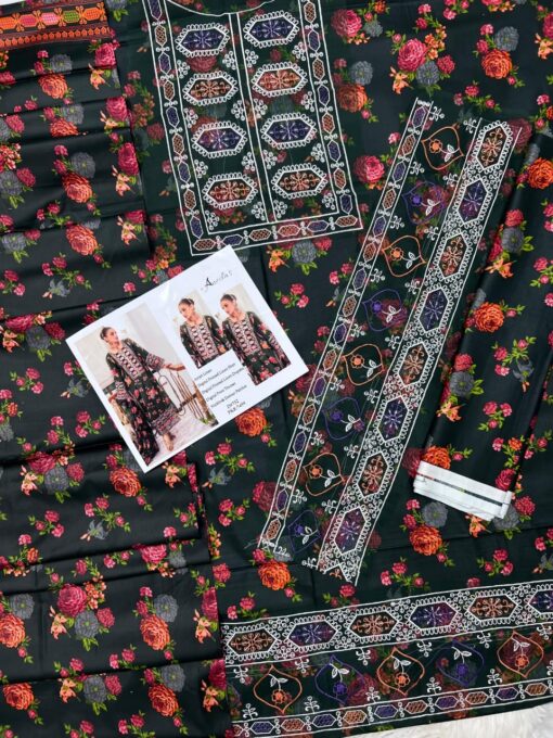 Aneela 3Pcs digital printed Embroidered Winter linen Collection 2025