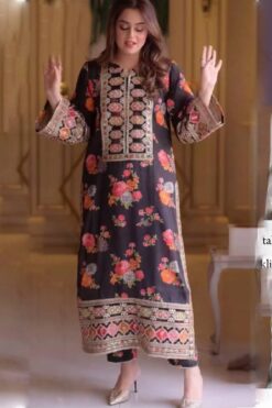 Aneela 3Pcs digital printed Embroidered Winter linen Collection 2025
