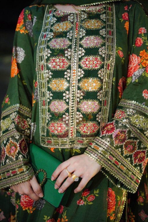Aneela 3Pcs digital printed Shamooz Silk Unstitched Embroidered Winter Collection 2025 | Aneela's shamoos silk winter sale 2025
